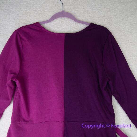 New! ELOQUII Colorblock Wrap Top Purple Fuchsia Stretch Knit plus size 20 - Picture 9 of 14